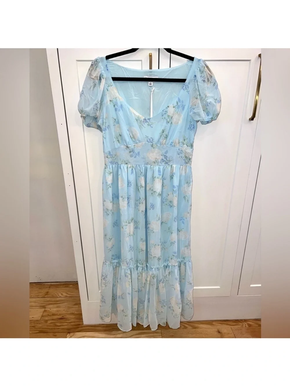 LoveShackFancy Blue Floral Midi Dress - Picture 2 of 8